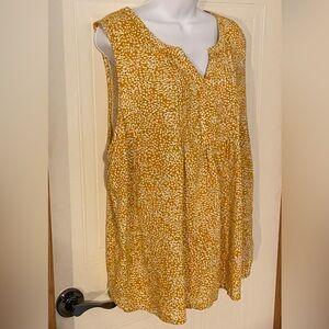 Croft and Barrow mustard yellow sleeveless pin tuck tank top blouse 2X